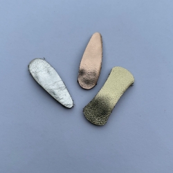 Leather hairclips mini zilver